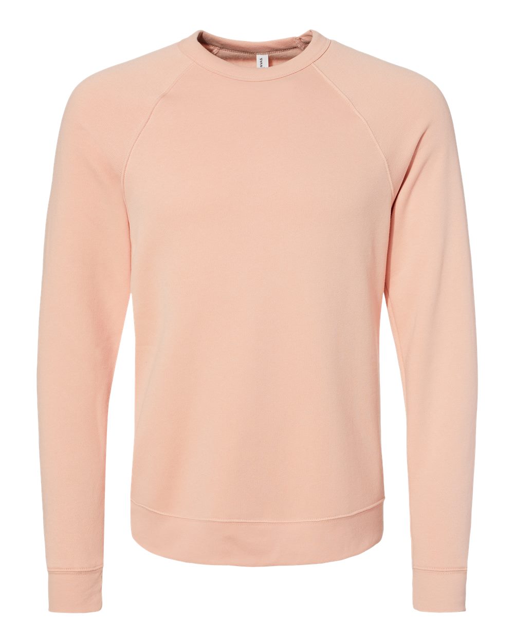 Front View of Peach Sponge Fleece Raglan Crewneck Sweatshirt - 3901