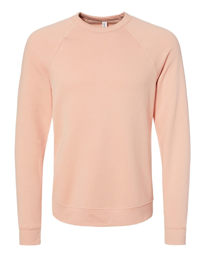 Front View of Peach Sponge Fleece Raglan Crewneck Sweatshirt - 3901