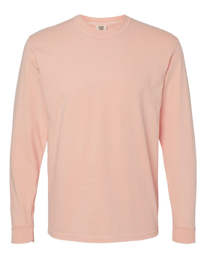 Front View of Peachy Garment-Dyed Heavyweight Long Sleeve T-Shirt - 6014