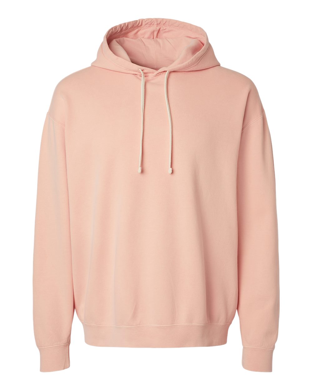 Front View of Peachy Garment-Dyed Lightweight Fleece Hooded Sweatshirt - 1467