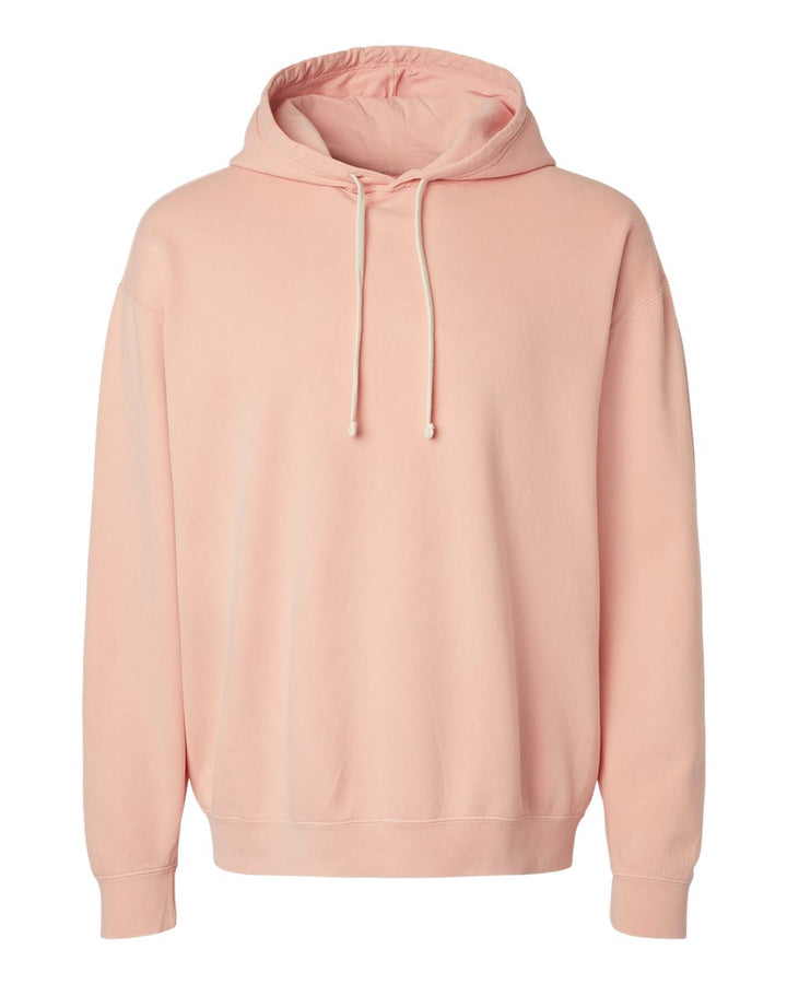 Front View of Peachy Garment-Dyed Lightweight Fleece Hooded Sweatshirt - 1467