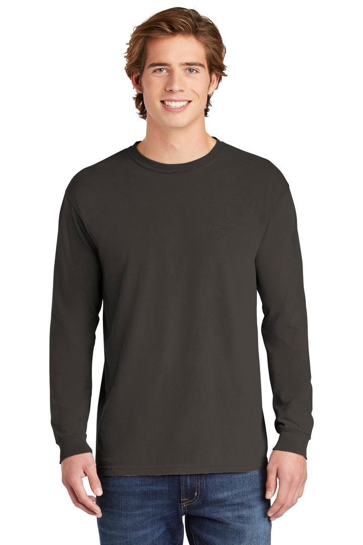 Front View of Pepper COMFORT COLORS Heavyweight Ring Spun Long Sleeve Tee. 6014