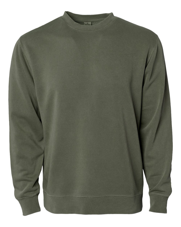 Front View of Pigment Army Midweight Pigment-Dyed Crewneck Sweatshirt - PRM3500