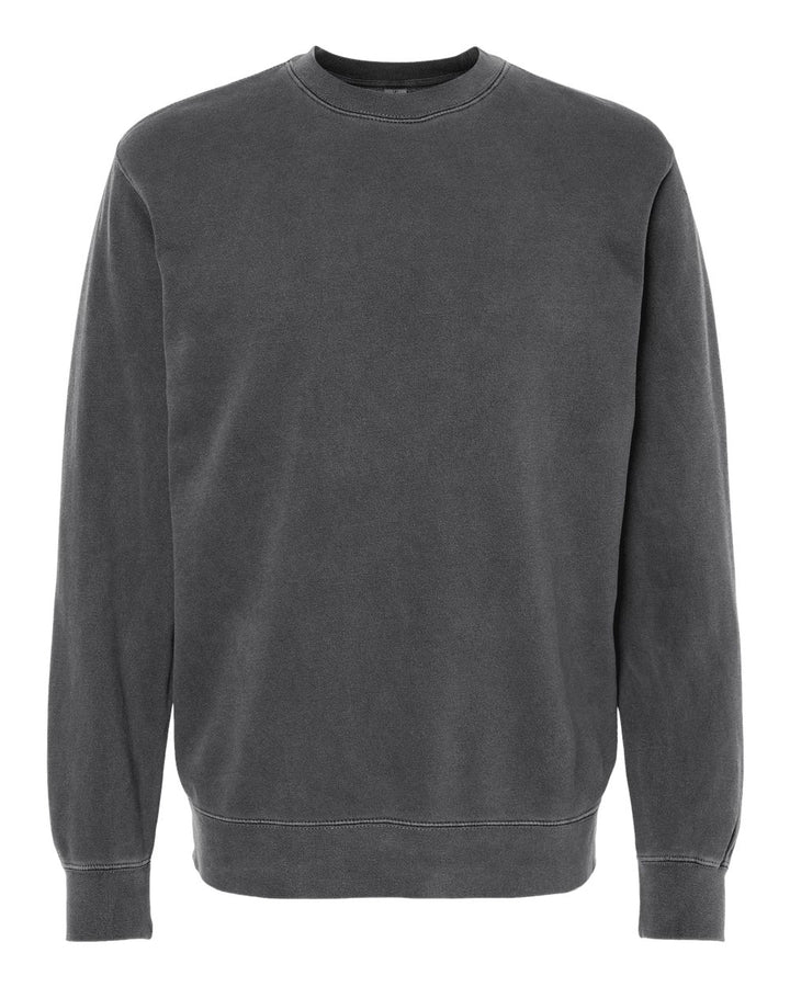 Front View of Pigment Black Midweight Pigment-Dyed Crewneck Sweatshirt - PRM3500