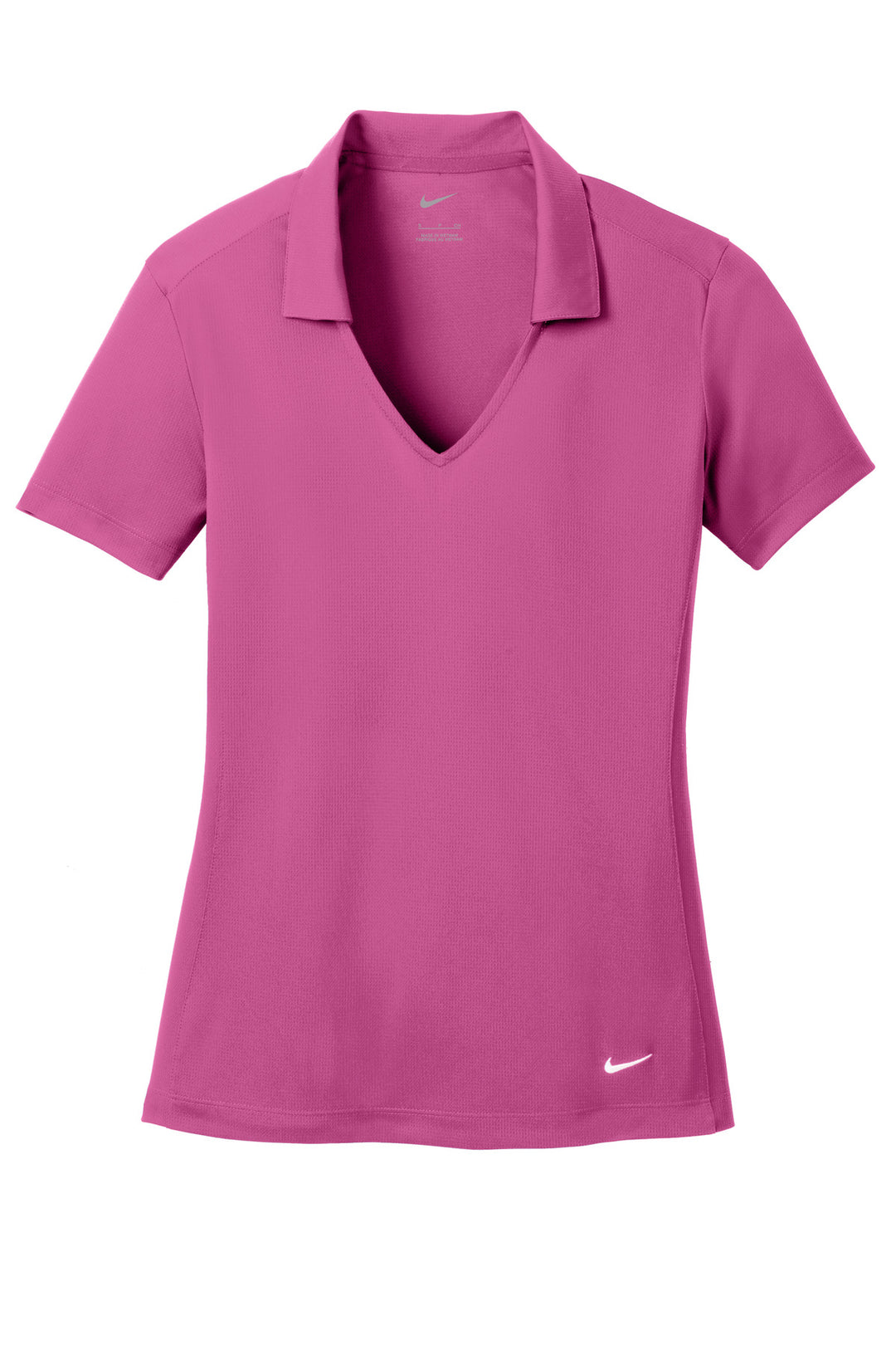 Front View of Pink Fire Nike Women's Dri-FIT Vertical Mesh Polo. 637165