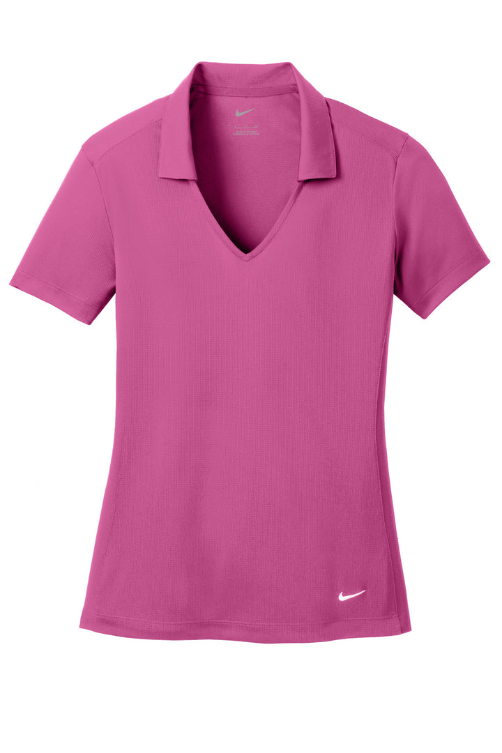 Front View of Pink Fire Nike Women's Dri-FIT Vertical Mesh Polo. 637165