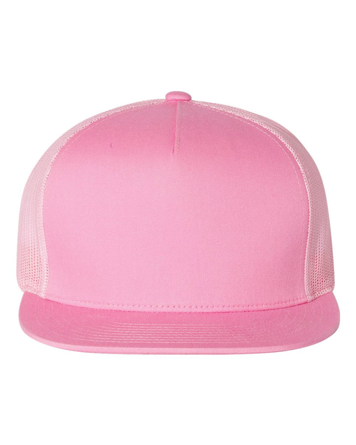 Front View of Pink Five-Panel Classic Trucker Cap - 6006
