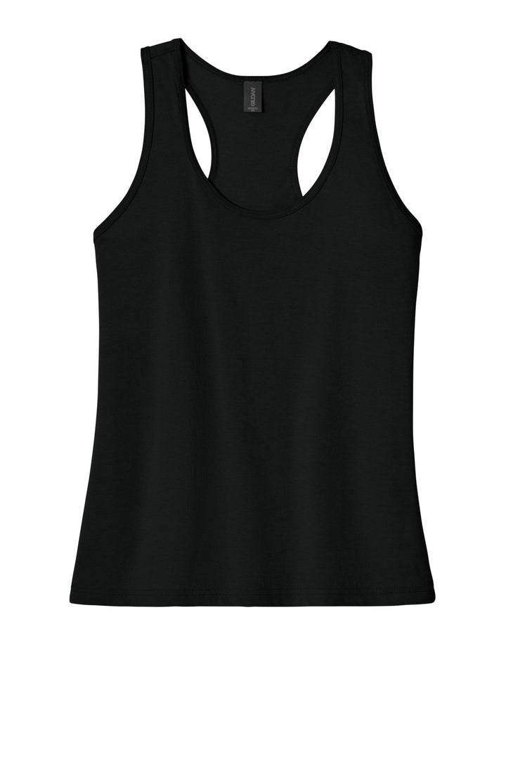 Front View of PitchBlMst Gildan Softstyle Women's CVC Racerback Tank 64220LCVC