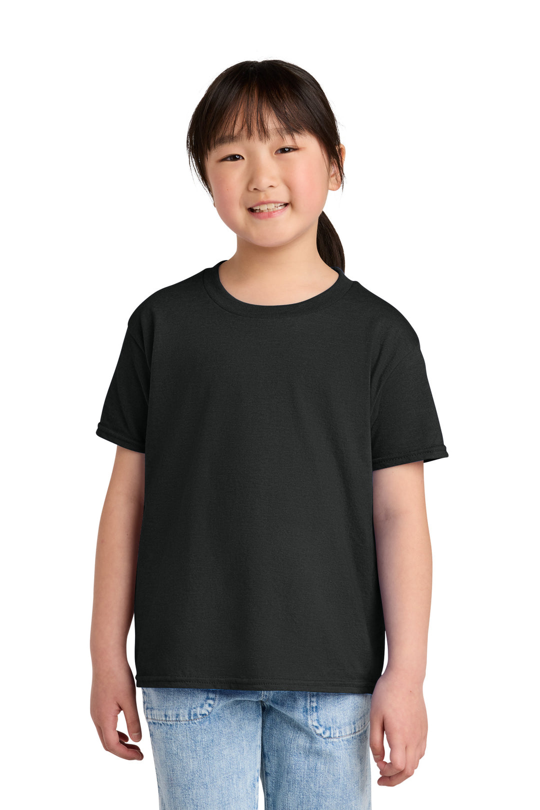 Front View of PitchBlMst Gildan Youth Softstyle CVC Tee 64000BCVC