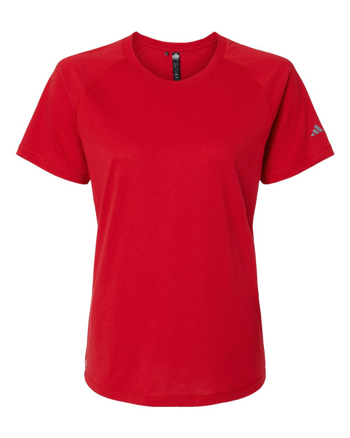 Front View of Power Red Women's Blended T-Shirt - A557