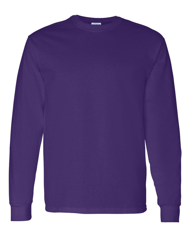 Front View of Purple Heavy Cotton™ Long Sleeve T-Shirt - 5400