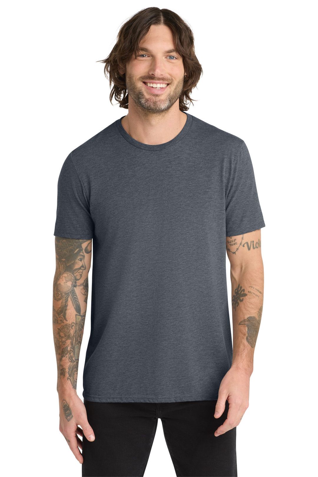 Front View of Rebel Blue Allmade Unisex Tri-Blend Tee AL2004