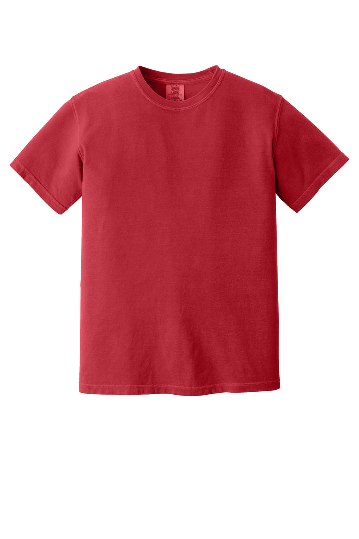 Front View of Red COMFORT COLORS Heavyweight Ring Spun Tee. 1717