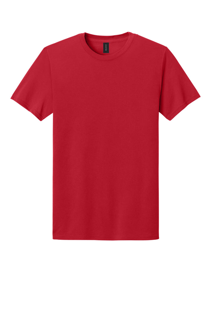 Front View of Red Gildan Gildan Performance T-Shirt. 42000