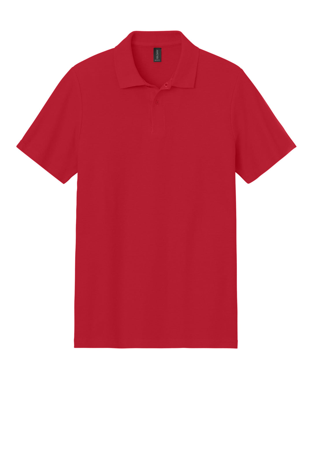 Front View of Red Gildan Softstyle Pique Polo 64800