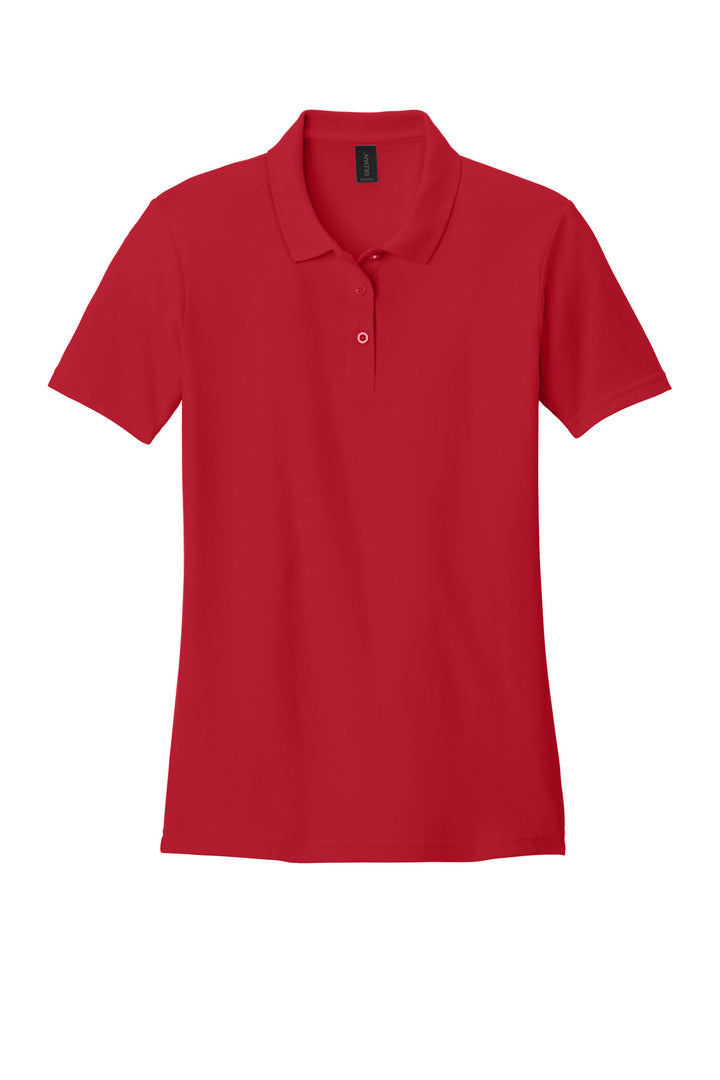 Front View of Red Gildan Softstyle Women's Pique Polo 64800L