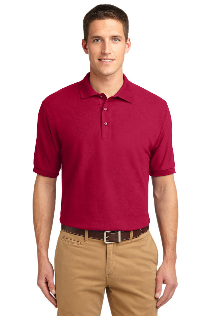 Front View of Red Port Authority Silk Touch Polo K500