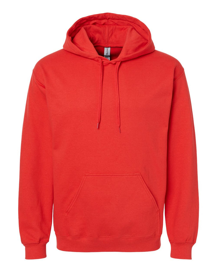 Front View of Red Softstyle® Midweight Hooded Sweatshirt - SF500