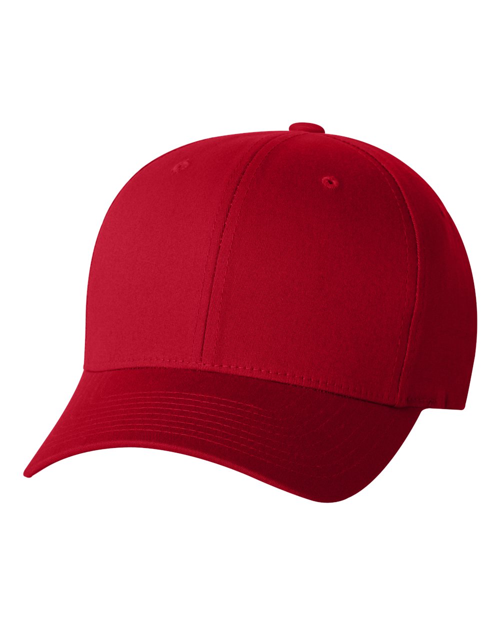 Front View of Red V-Flexfit® Cotton Twill Cap - 5001