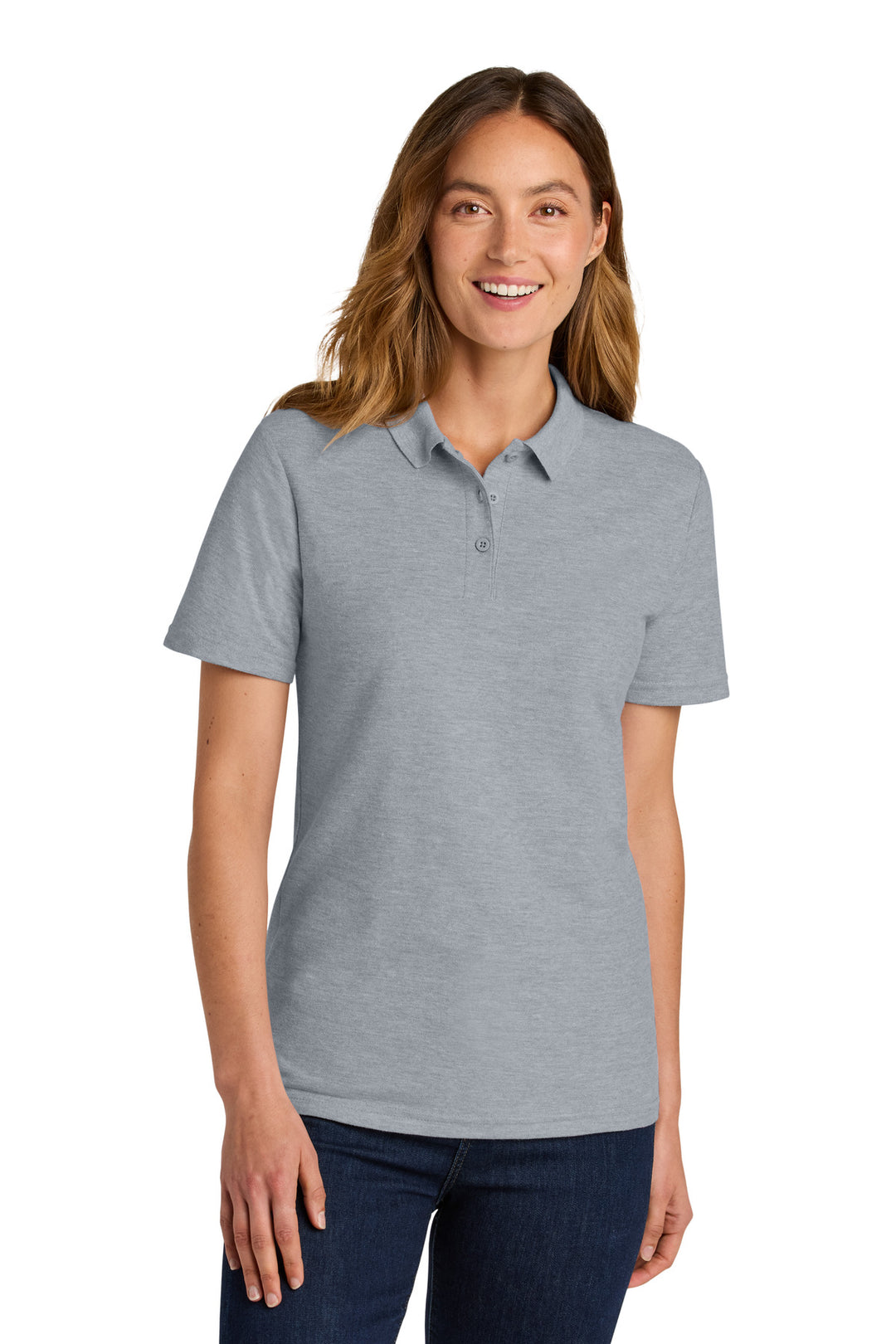 Front View of RngSpunSpG Gildan Softstyle Women's Pique Polo 64800L