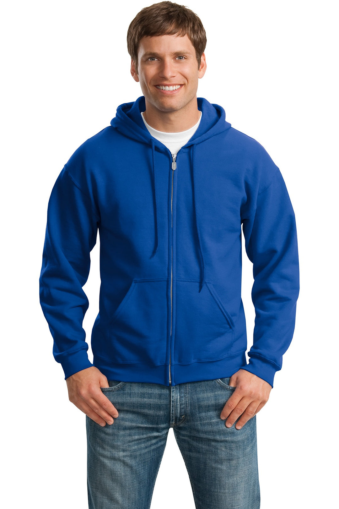 Front View of Royal Gildan - Heavy Blend Full-Zip Hooded Sweatshirt. 18600