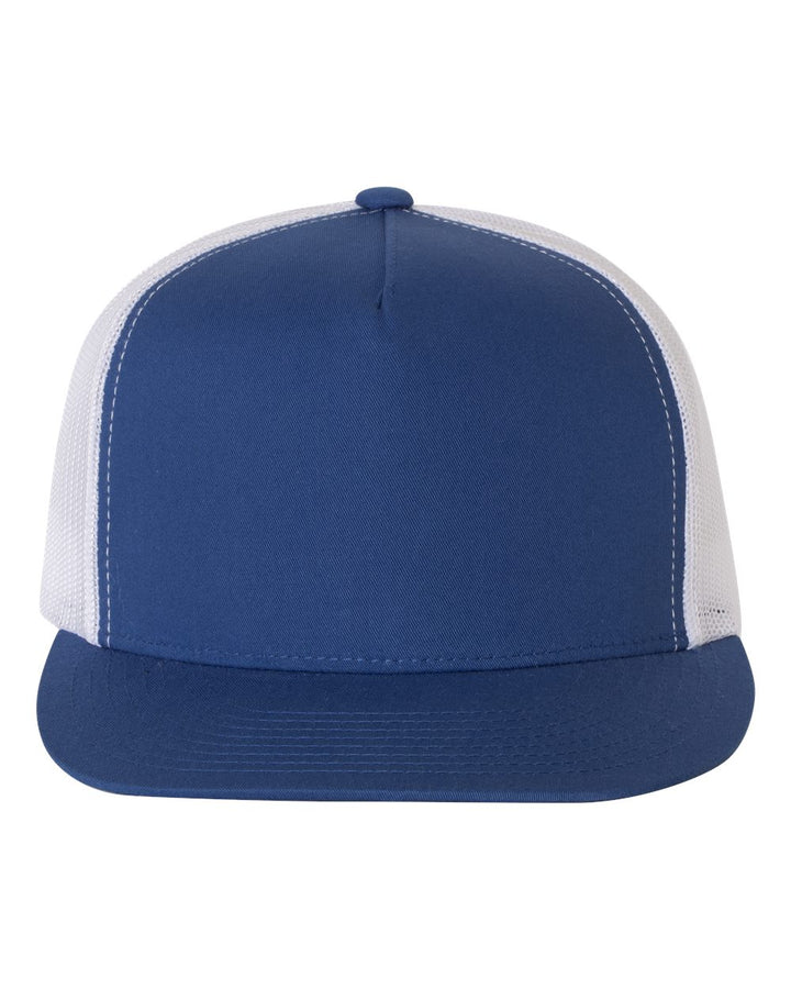 Front View of Royal/ White Five-Panel Classic Trucker Cap - 6006