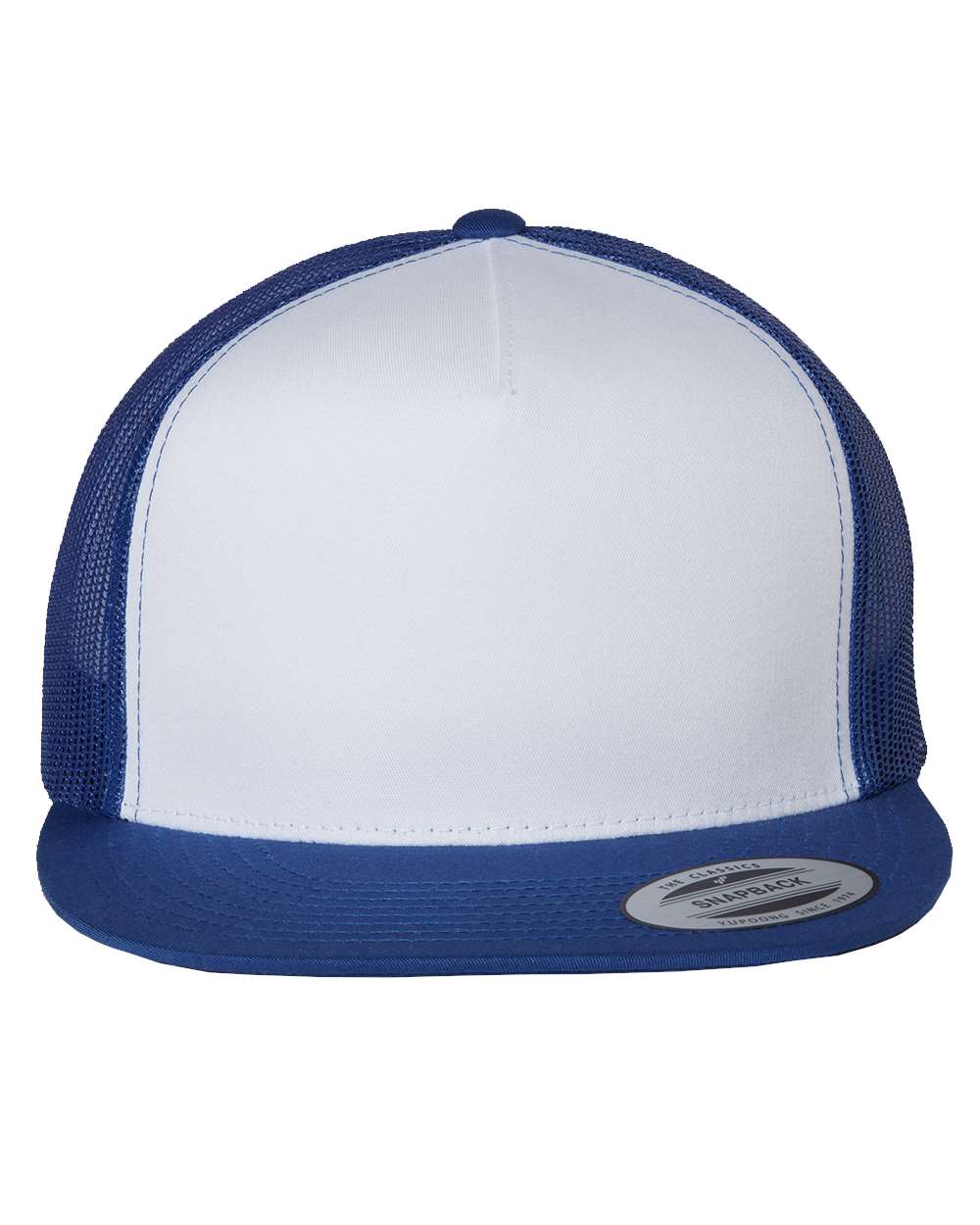 Front View of Royal/ White/ Royal Five-Panel Classic Trucker Cap - 6006