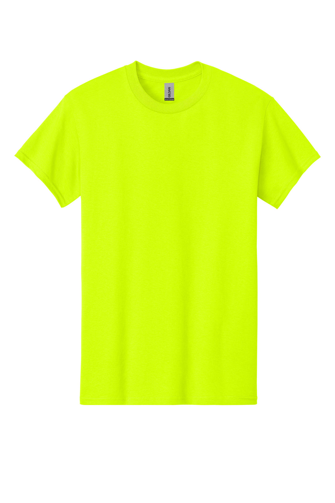 Front View of Safety Green Gildan - Heavy Cotton 100% Cotton T-Shirt. 5000