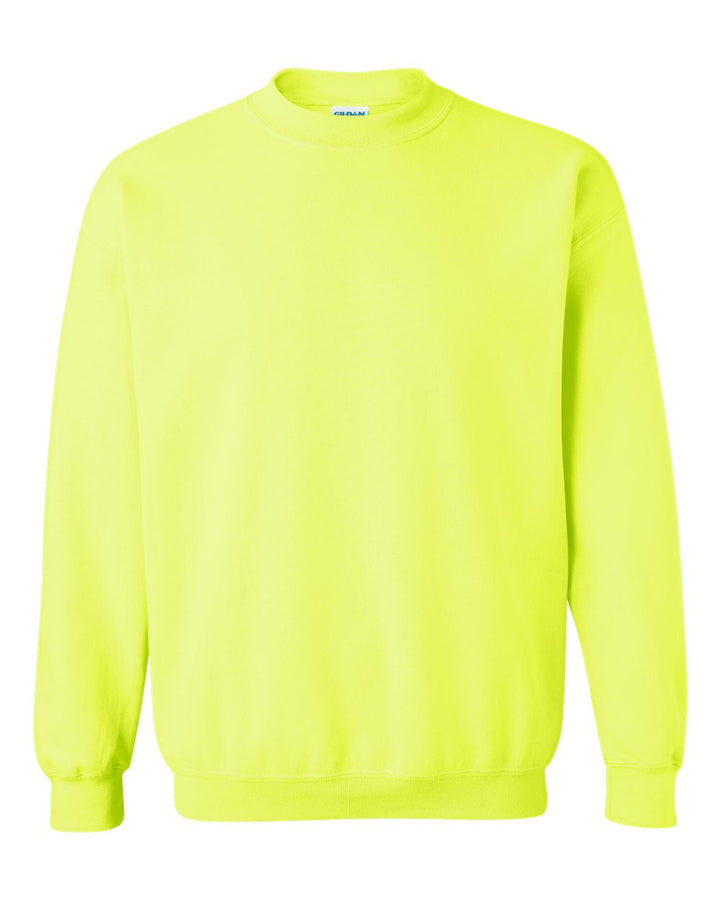 Front View of Safety Green Heavy Blend™ Crewneck Sweatshirt - 18000