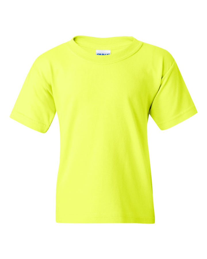 Front View of Safety Green Heavy Cotton™ Youth T-Shirt - 5000B