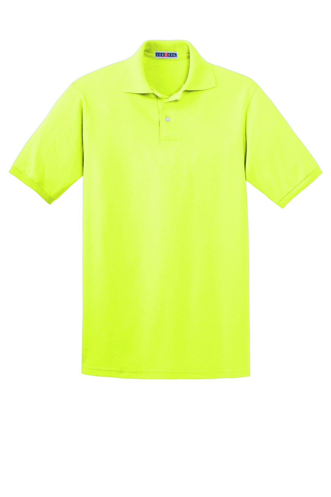 Front View of Safety Green Jerzees Dri-Power Sport Shirt. 437M