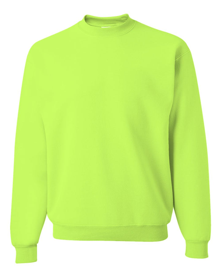 Front View of Safety Green NuBlend® Crewneck Sweatshirt - 562MR
