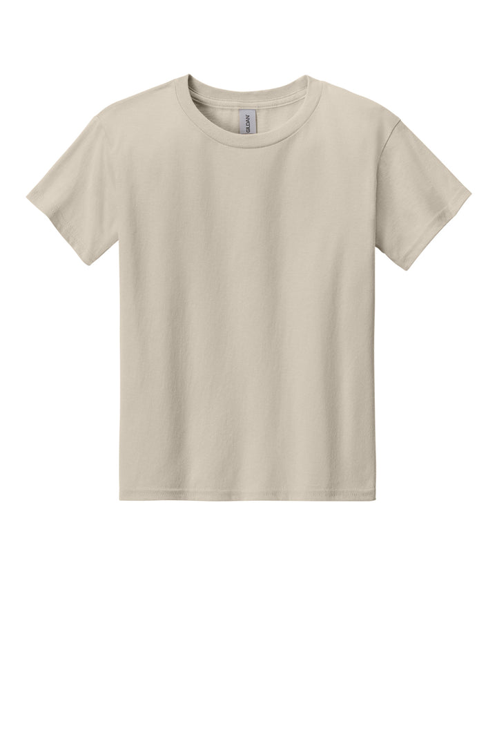 Front View of Sand Gildan Youth Light Cotton Tee 3000B