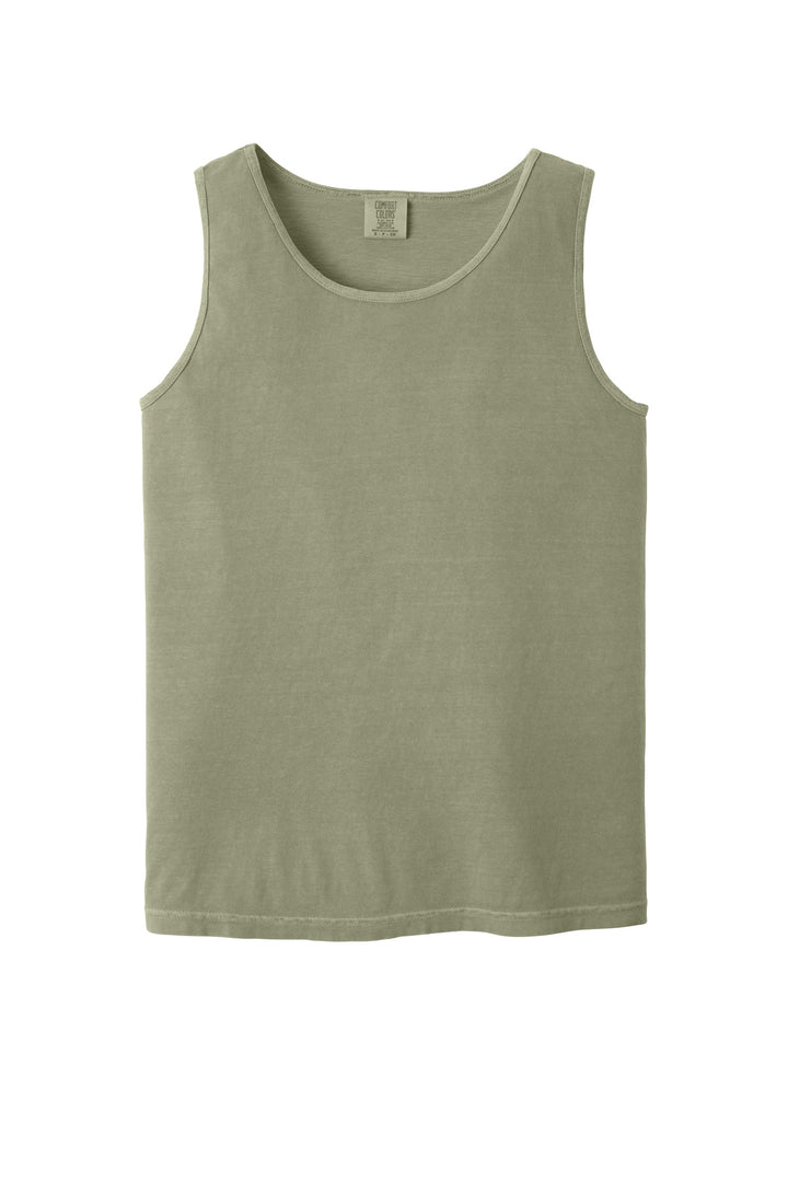 Front View of Sandstone COMFORT COLORS Heavyweight Ring Spun Tank Top. 9360
