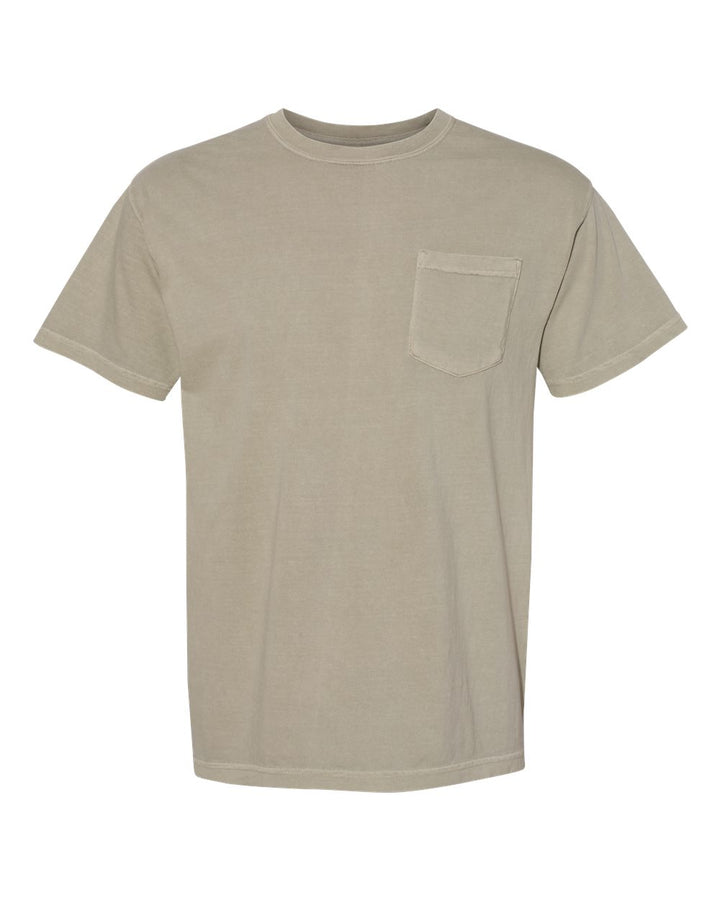 Front View of Sandstone Garment-Dyed Heavyweight Pocket T-Shirt - 6030