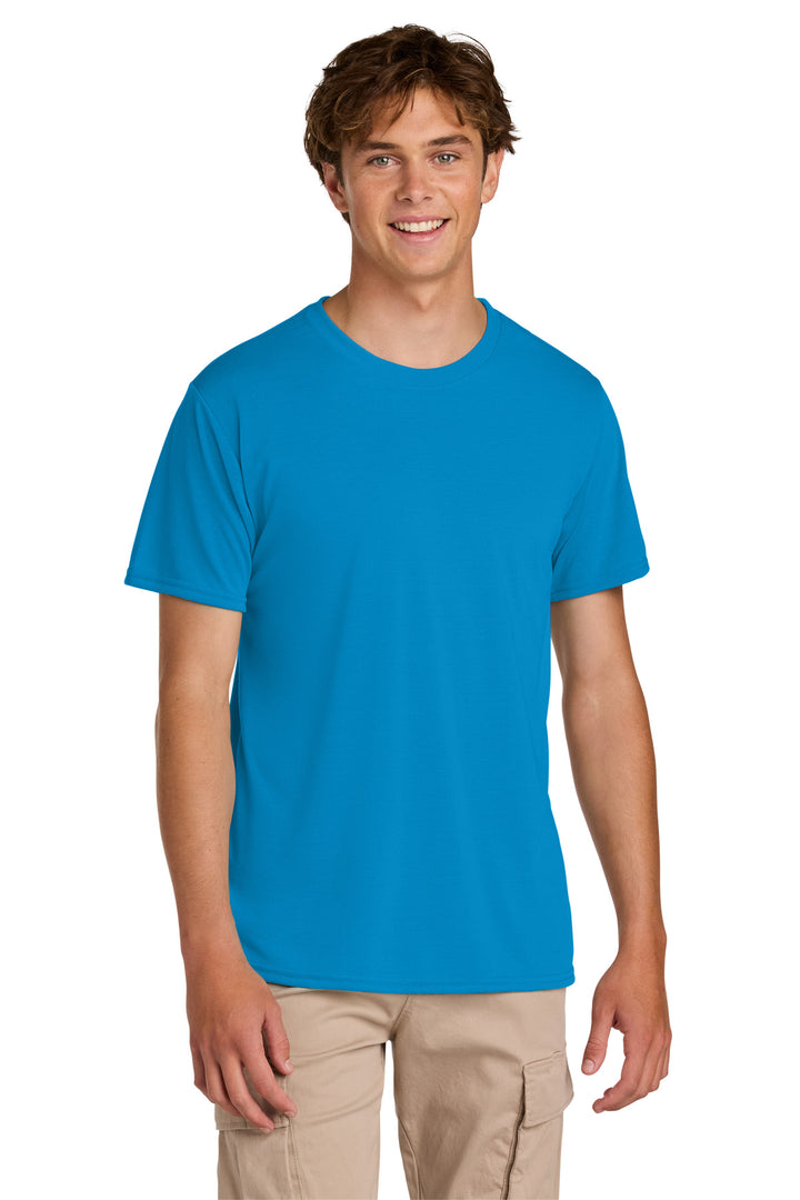 Front View of Sapphire Gildan Gildan Performance T-Shirt. 42000