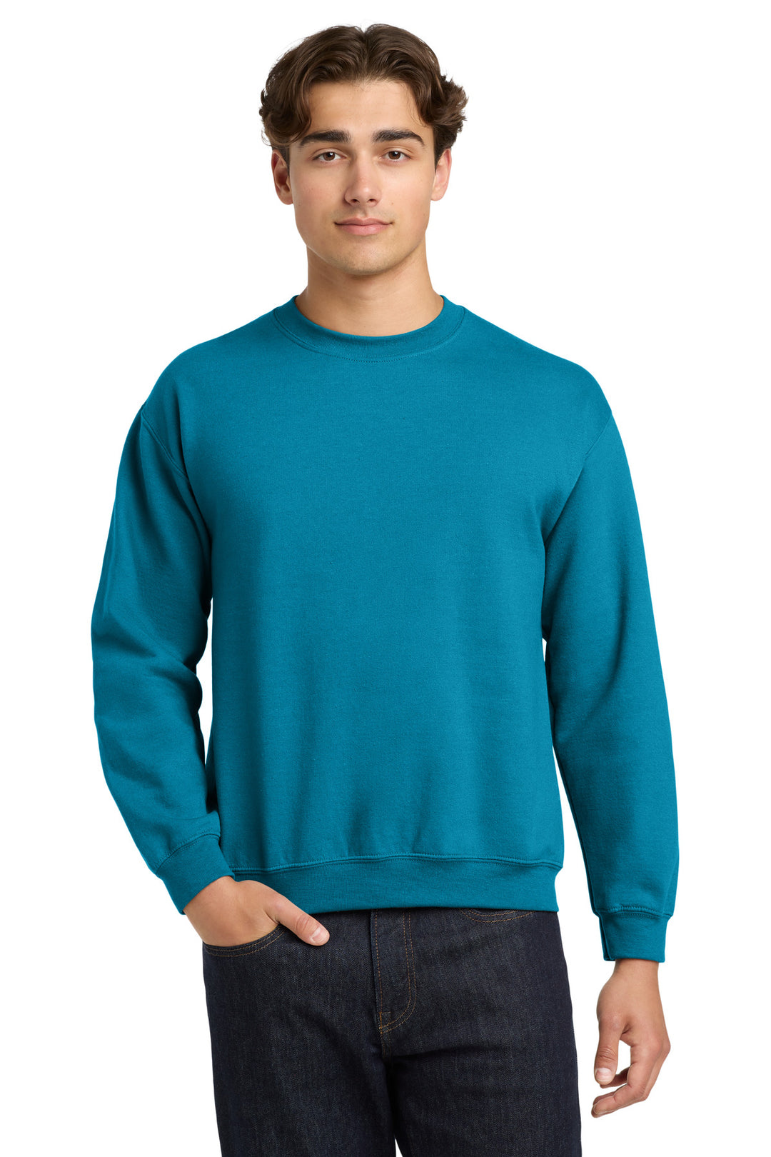 Front View of Sapphire Gildan Heavy Blend Crewneck Sweatshirt. 18000