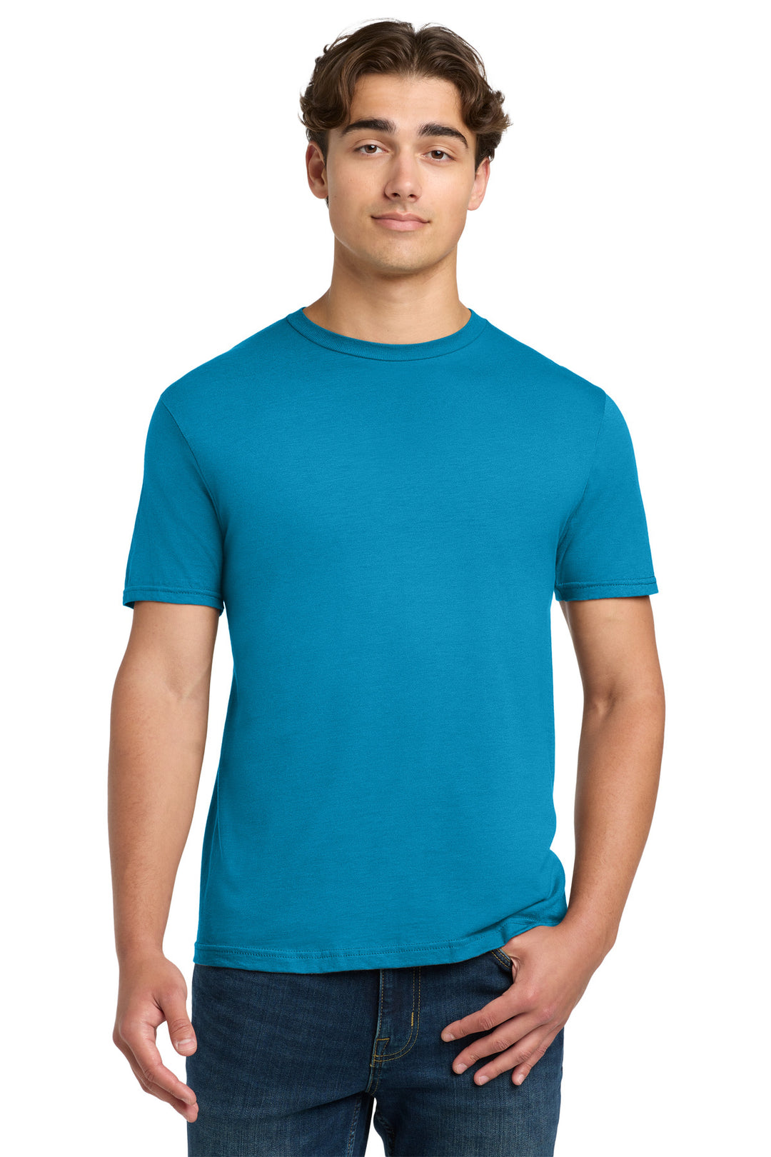 Front View of Sapphire Gildan Softstyle T-Shirt. 64000