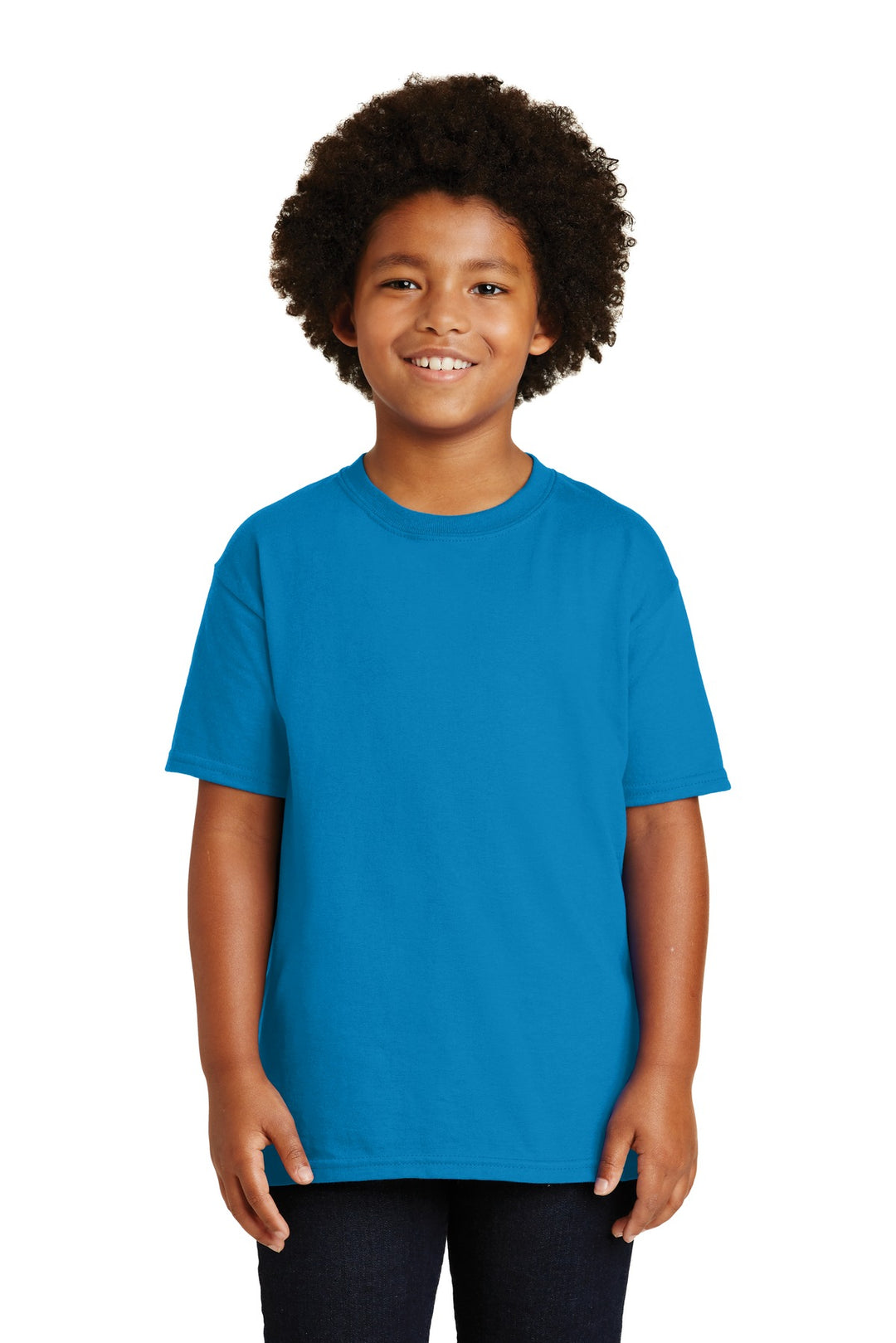 Front View of Sapphire Gildan - Youth Ultra Cotton 100% US Cotton T-Shirt. 2000B