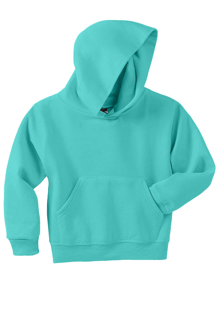 Front View of ScubaBlue Jerzees - Youth NuBlend Pullover Hooded Sweatshirt. 996Y