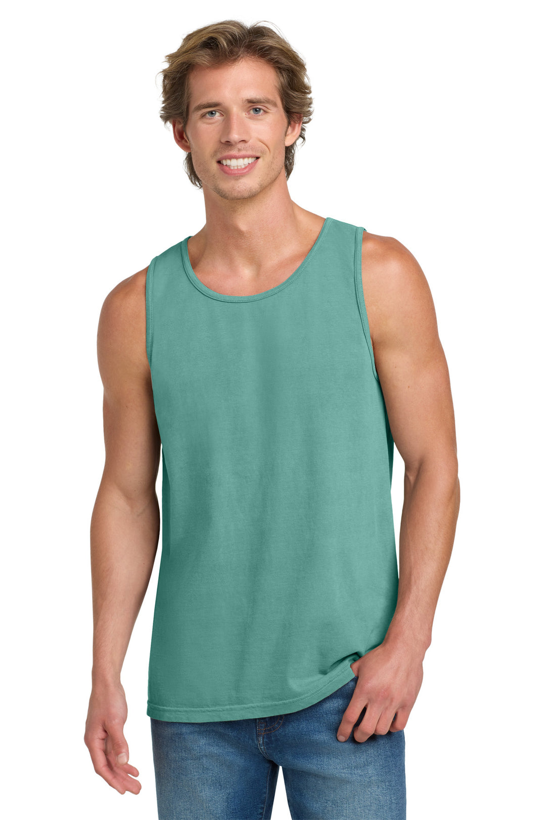 Front View of Seafoam COMFORT COLORS Heavyweight Ring Spun Tank Top. 9360