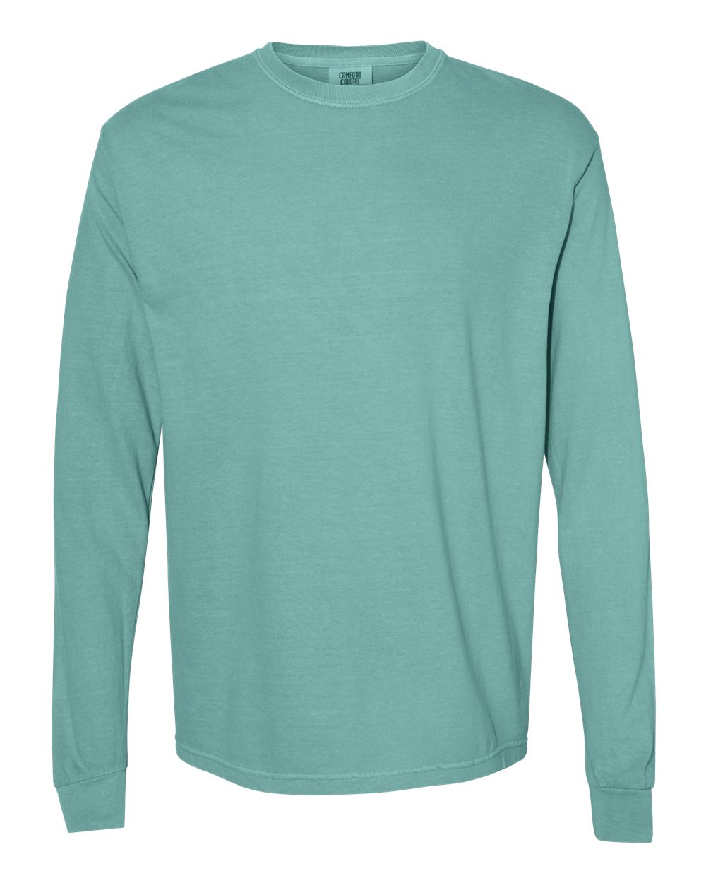 Front View of Seafoam Garment-Dyed Heavyweight Long Sleeve T-Shirt - 6014