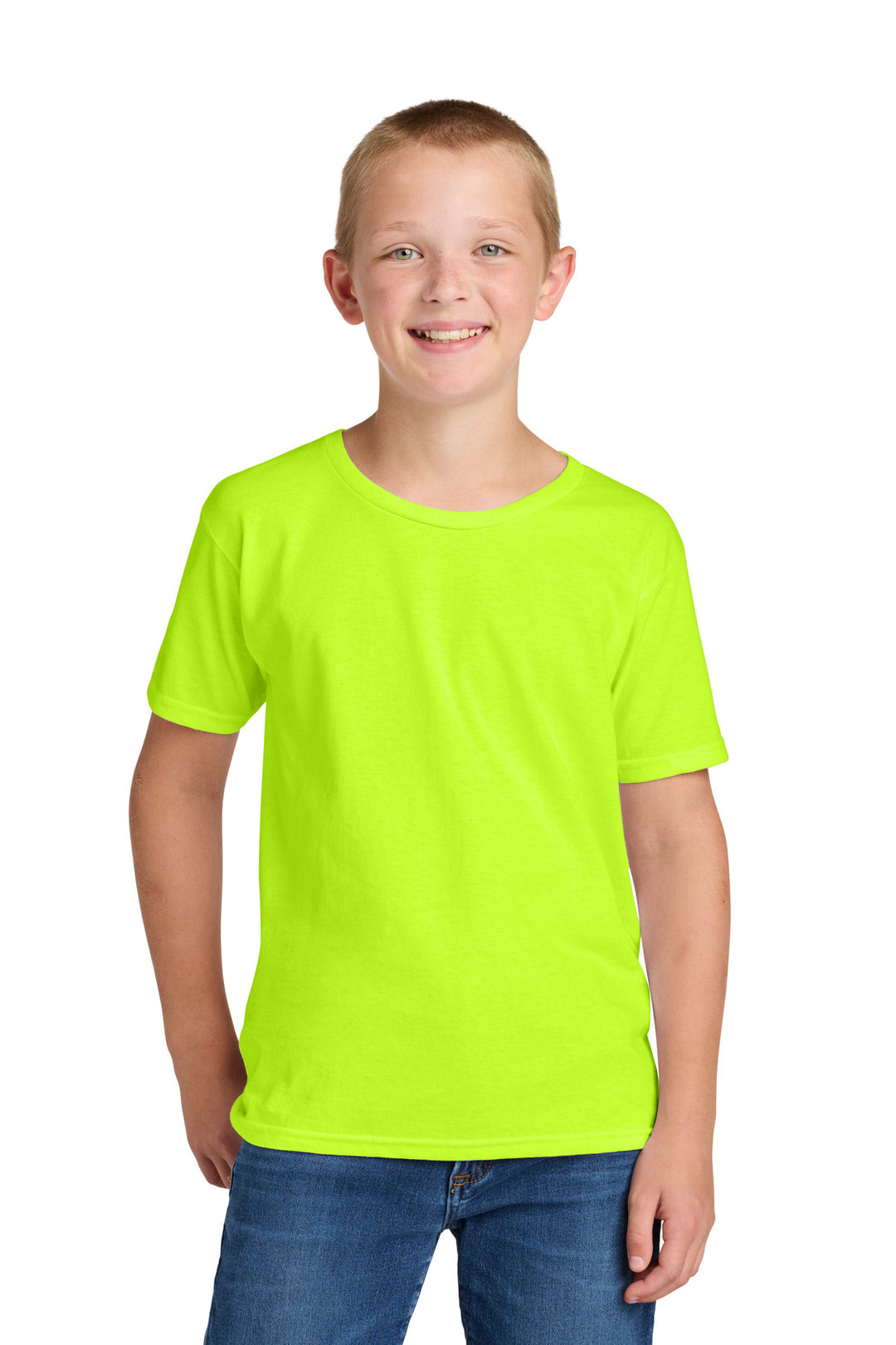 Front View of SftyGrn Jerzees Classics Youth Cotton T-Shirt 363Y