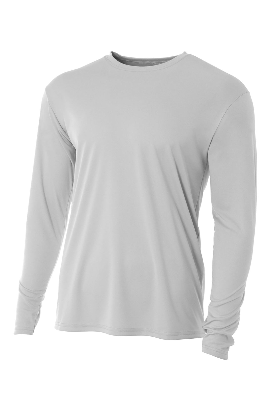 Front View of Silver A4 Cooling Performance Long Sleeve Tee A4N3165