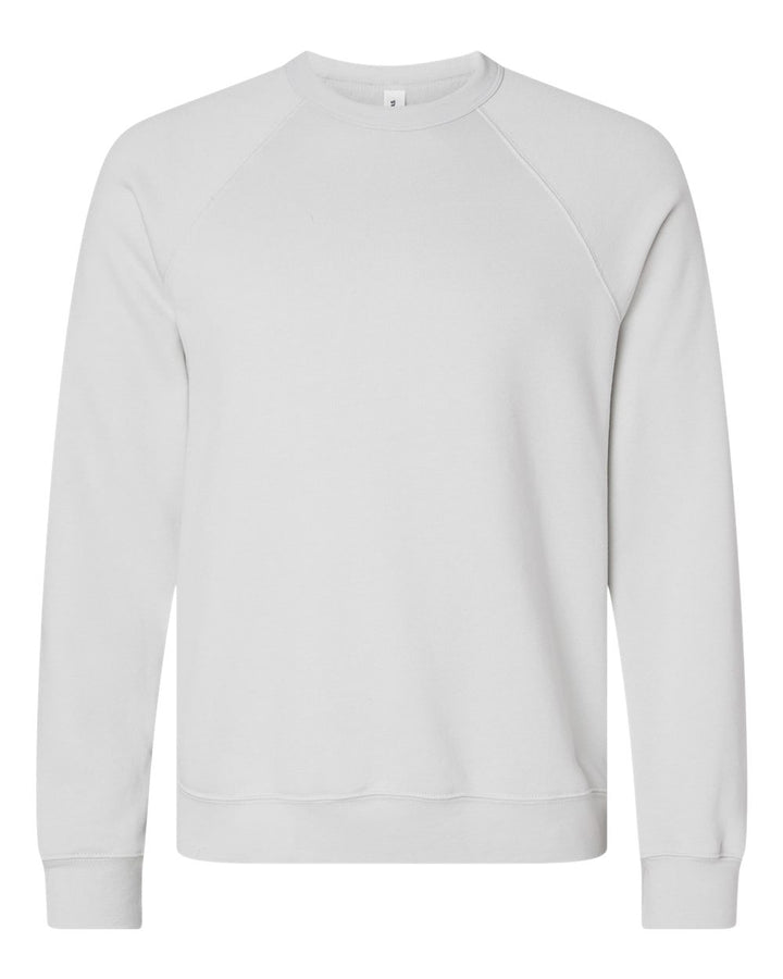Front View of Silver Sponge Fleece Raglan Crewneck Sweatshirt - 3901