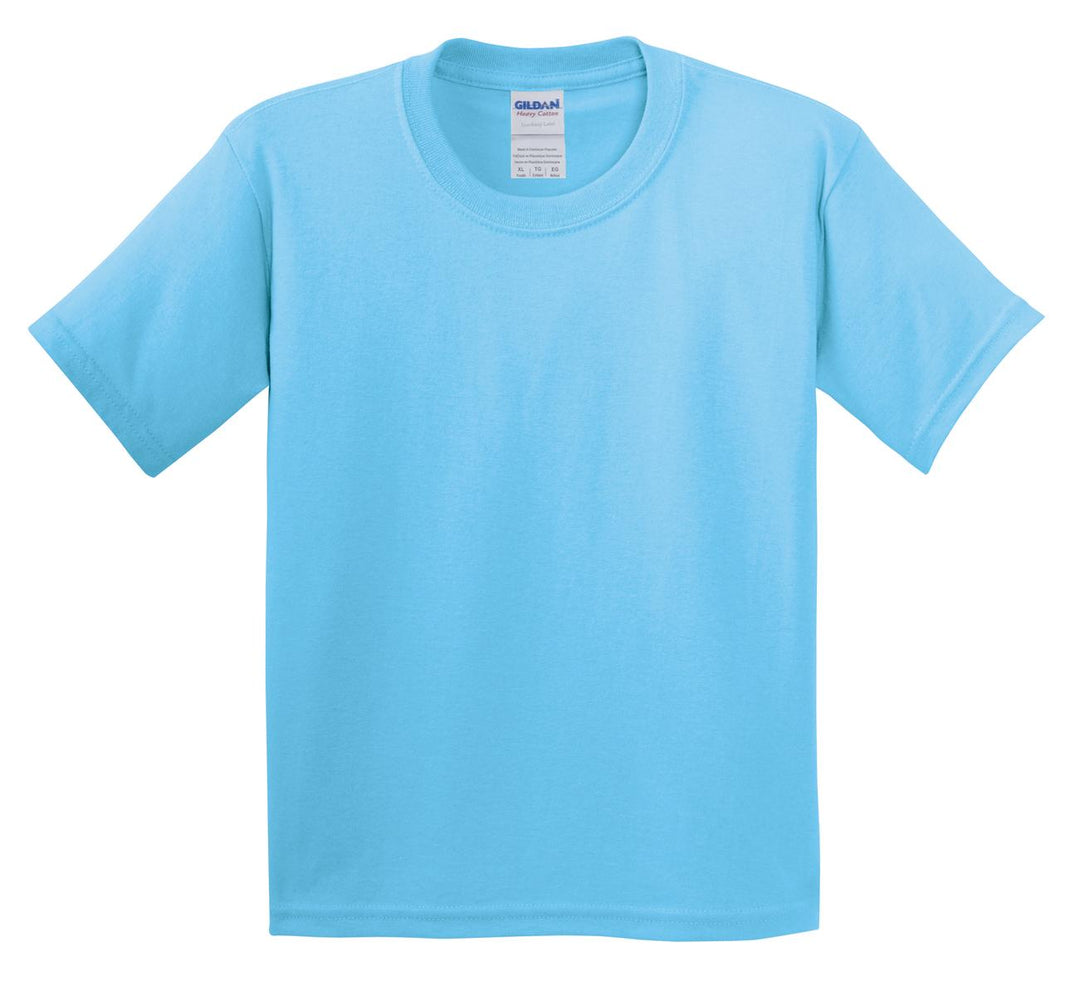 Front View of Sky Gildan - Youth Heavy Cotton 100% Cotton T-Shirt. 5000B