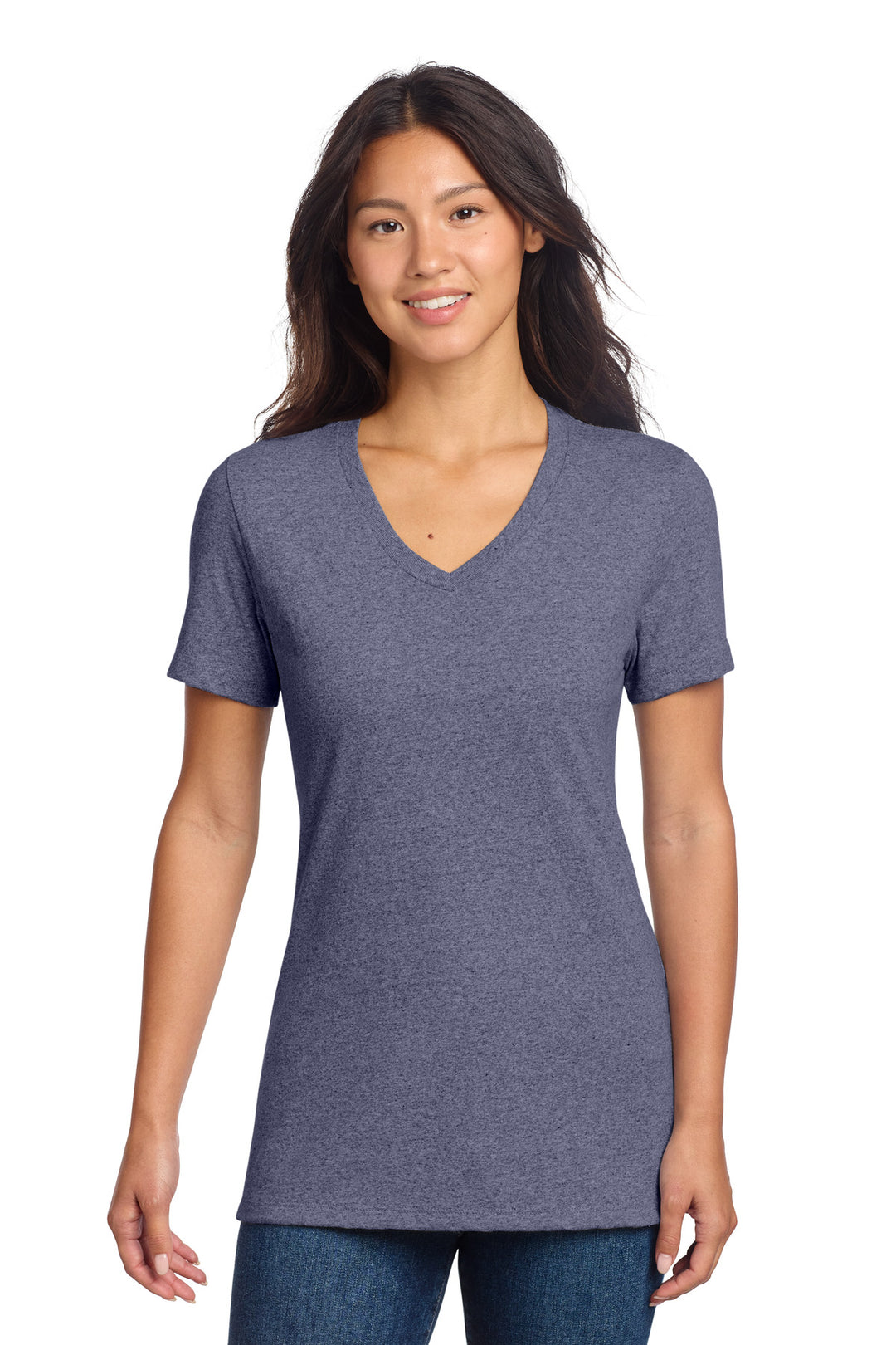 Front View of SlvgdNvyHt Allmade Women's Recycled Blend V-Neck Tee AL2303