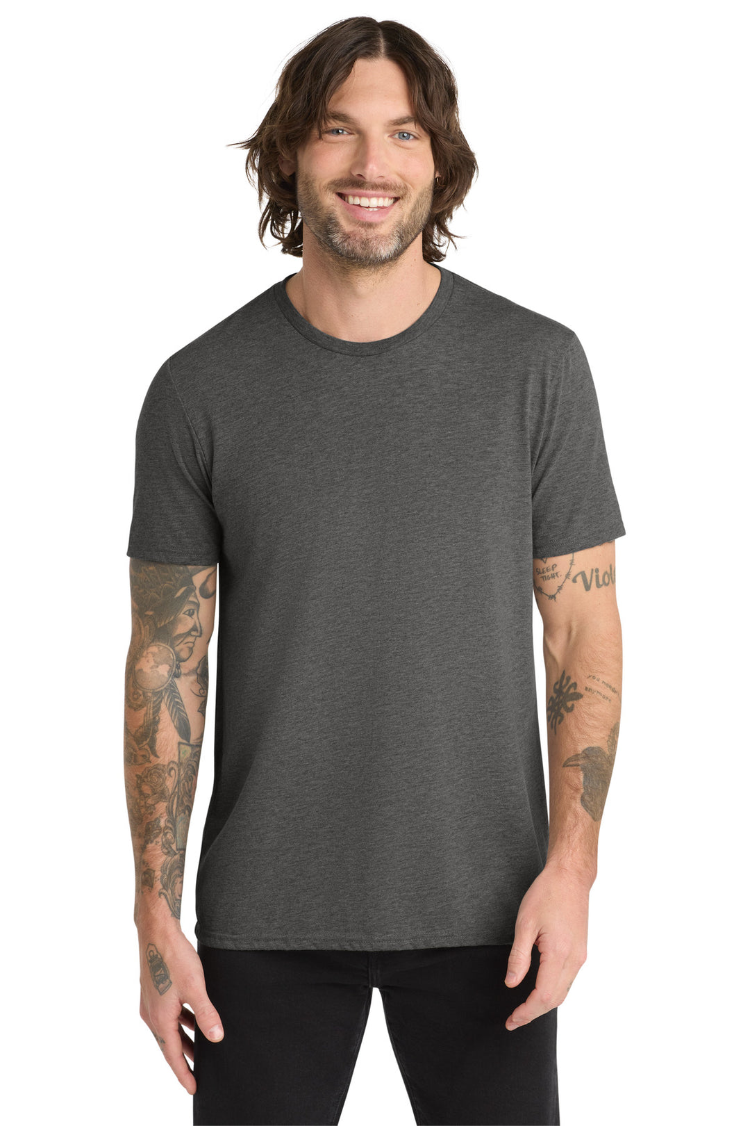 Front View of Space Black Allmade Unisex Tri-Blend Tee AL2004