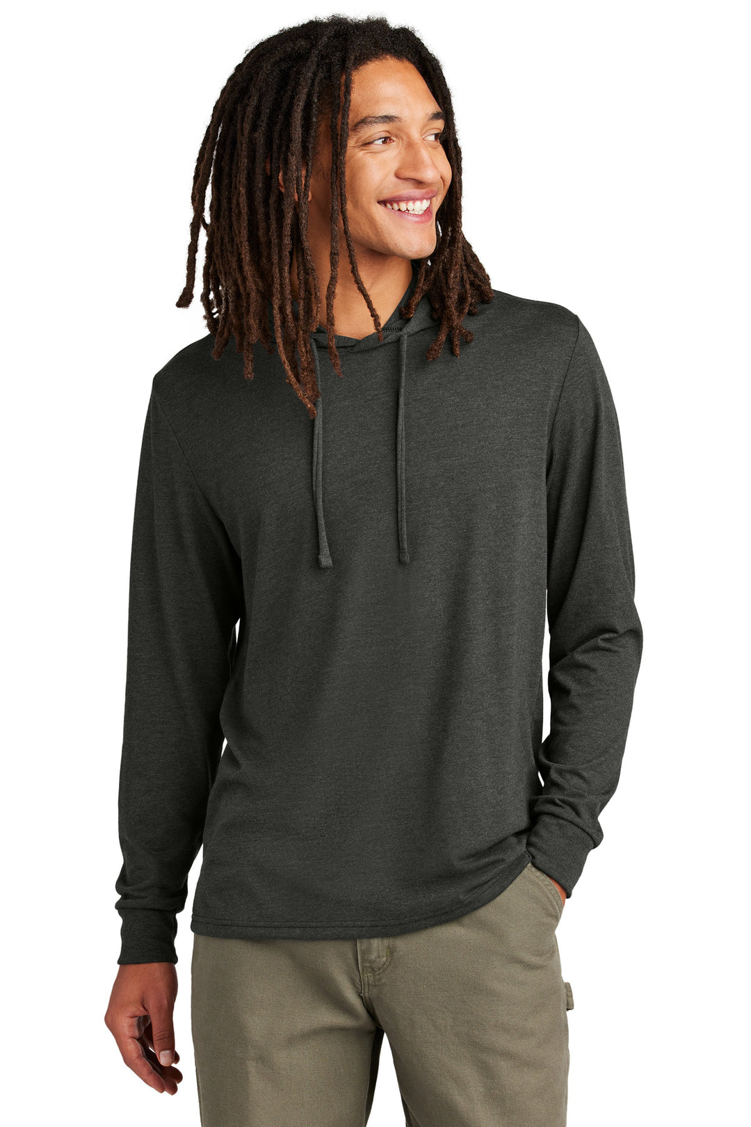 Front View of SpaceBlack Allmade Unisex Tri-Blend Hoodie Tee AL6003