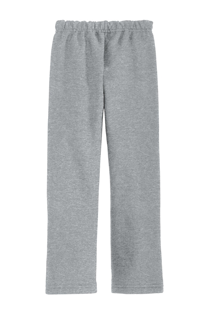 Front View of Sport Grey Gildan Heavy Blend Open Bottom Sweatpant. 18400